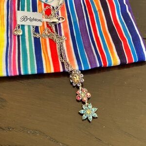 BRIGHTON TRUST YOUR JOURNEY JARDIN Silver Plate Necklace Crystal Flowers NWT